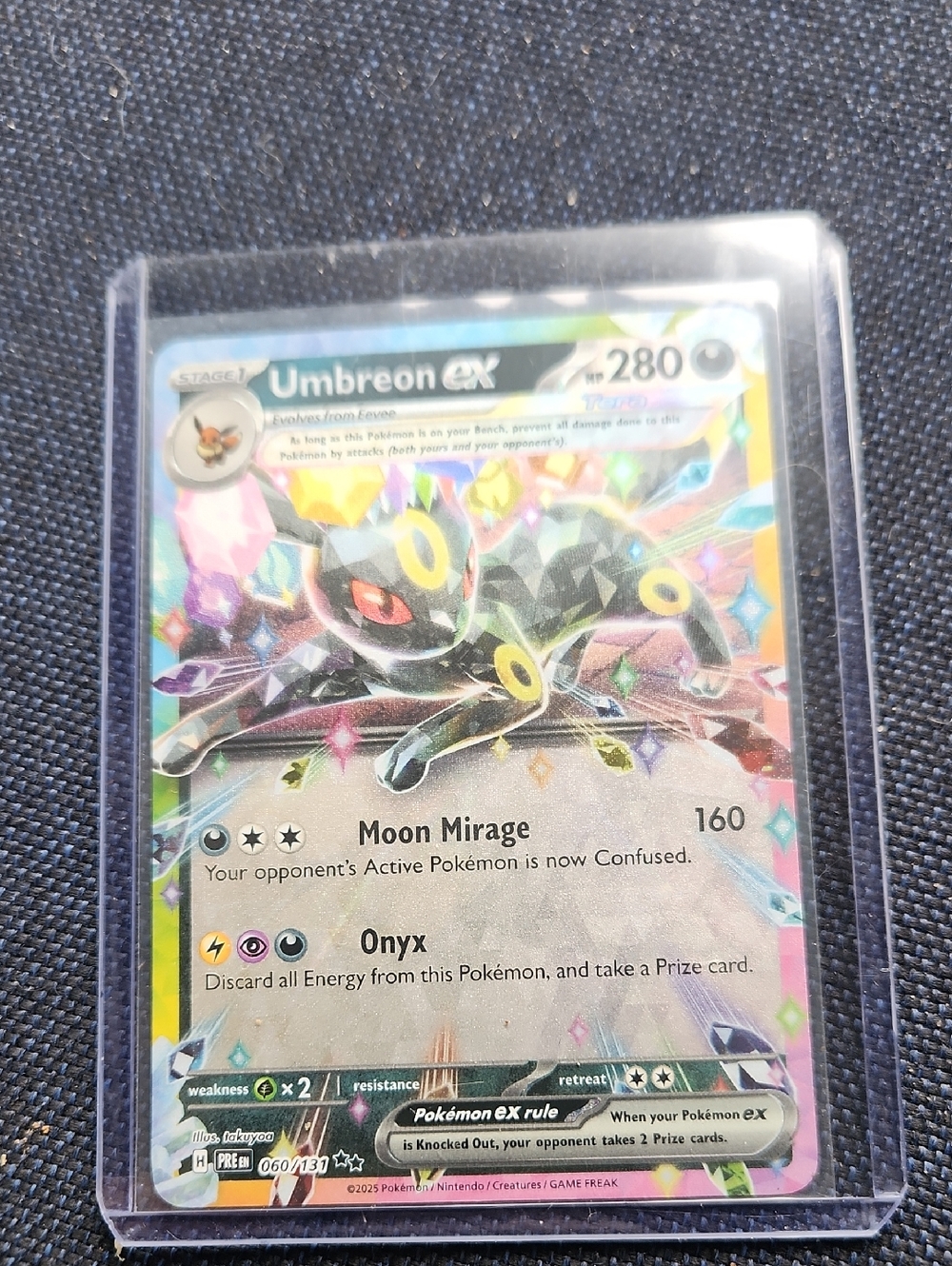 Umbreon ex NM Prismatic Evolutions 060/131 Pokemon TCG Holo In Sleeve Hardcase
